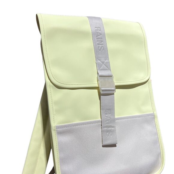 RAINS Buckle Trail Backpack Yellow Waterproof Straw Gorpcore Outdoors Active - Picture 10 of 11